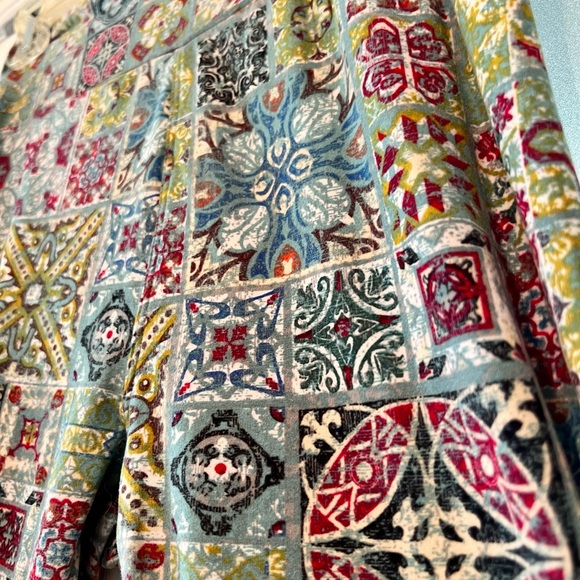 ✨EUC✨ LULAROE ONE-SIZE BLUE GREEN MOSAIC LEGGINGS 💙💚 - Picture 3 of 4